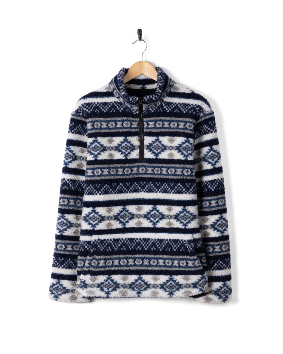Morgan Mens 1/4 Neck Borg Fleece in Blue - Image 3