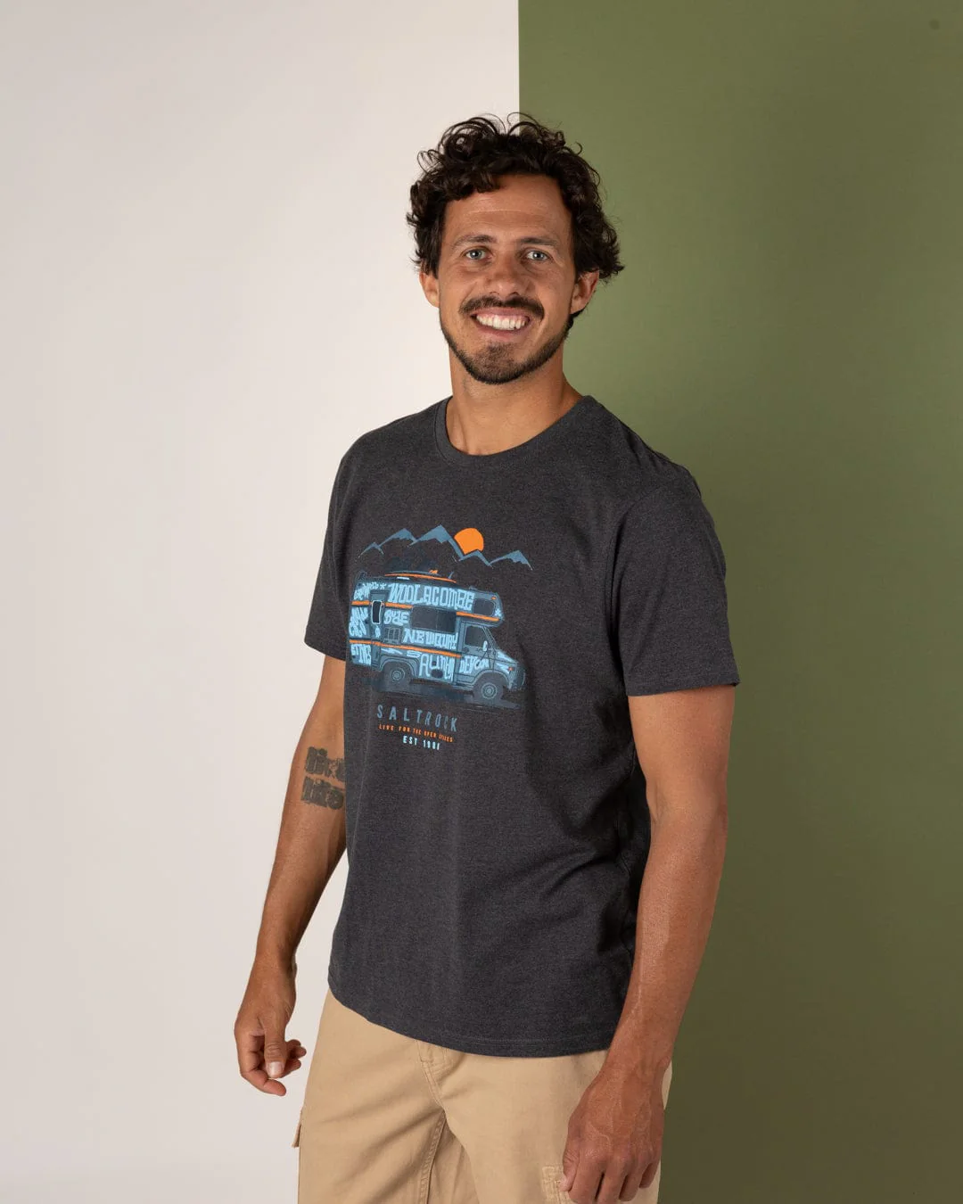 Motorhome Mens Short Sleeve T-Shirt in Grey - Image 3