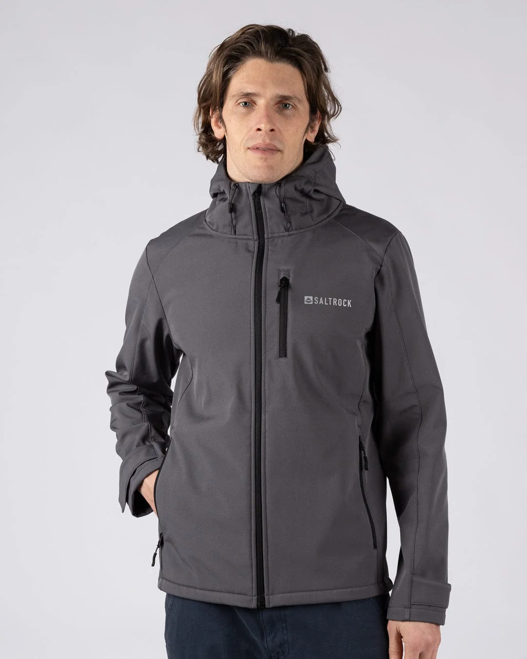 Munros II Mens Water Resistant Softshell Jacket in Dark Grey - Image 2