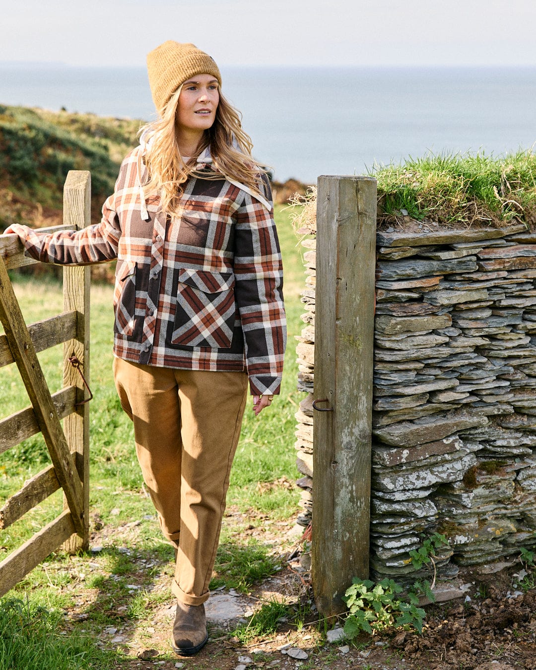 Myla Womens Hooded Shacket in Brown