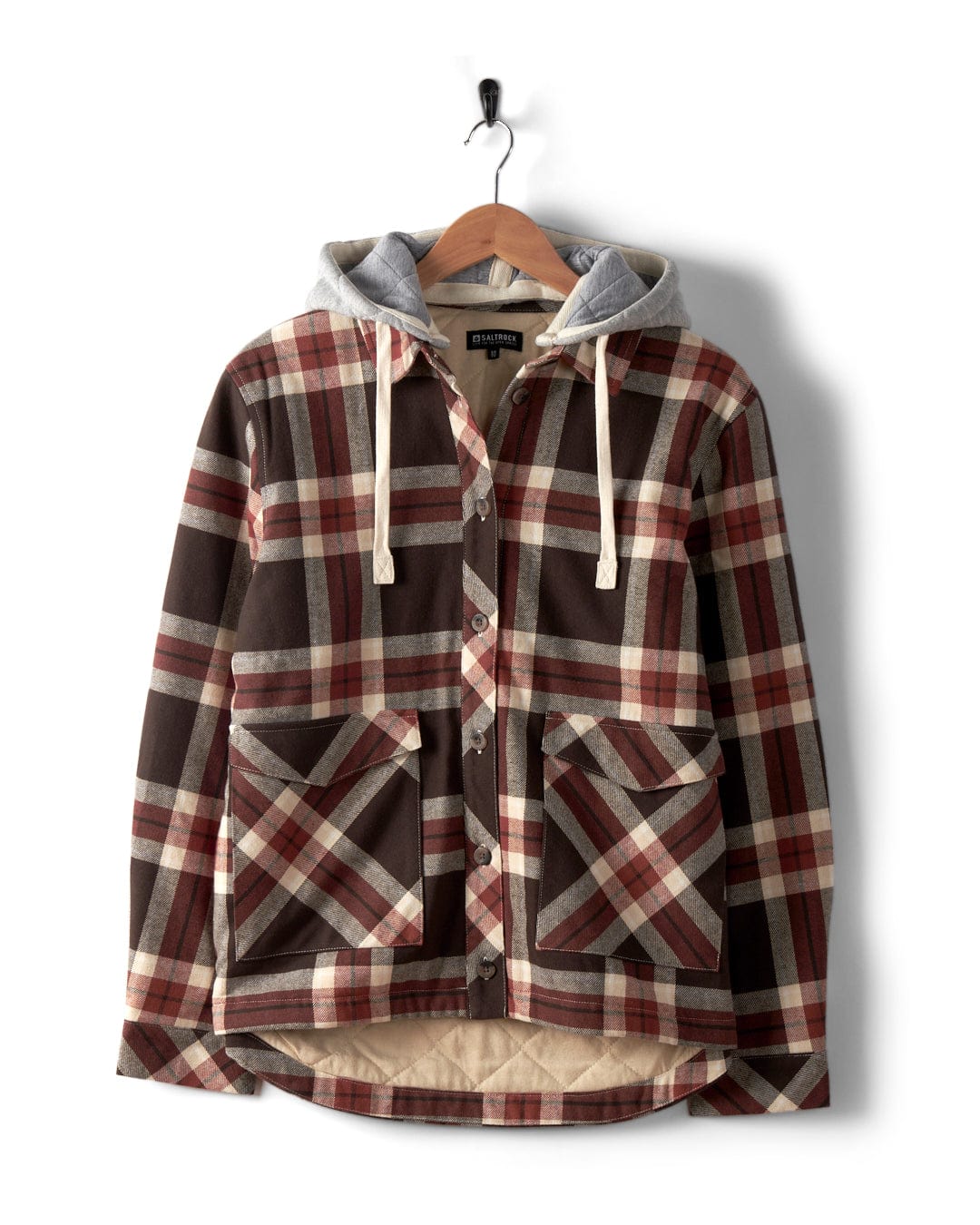 Myla Womens Hooded Shacket in Brown - Image 2