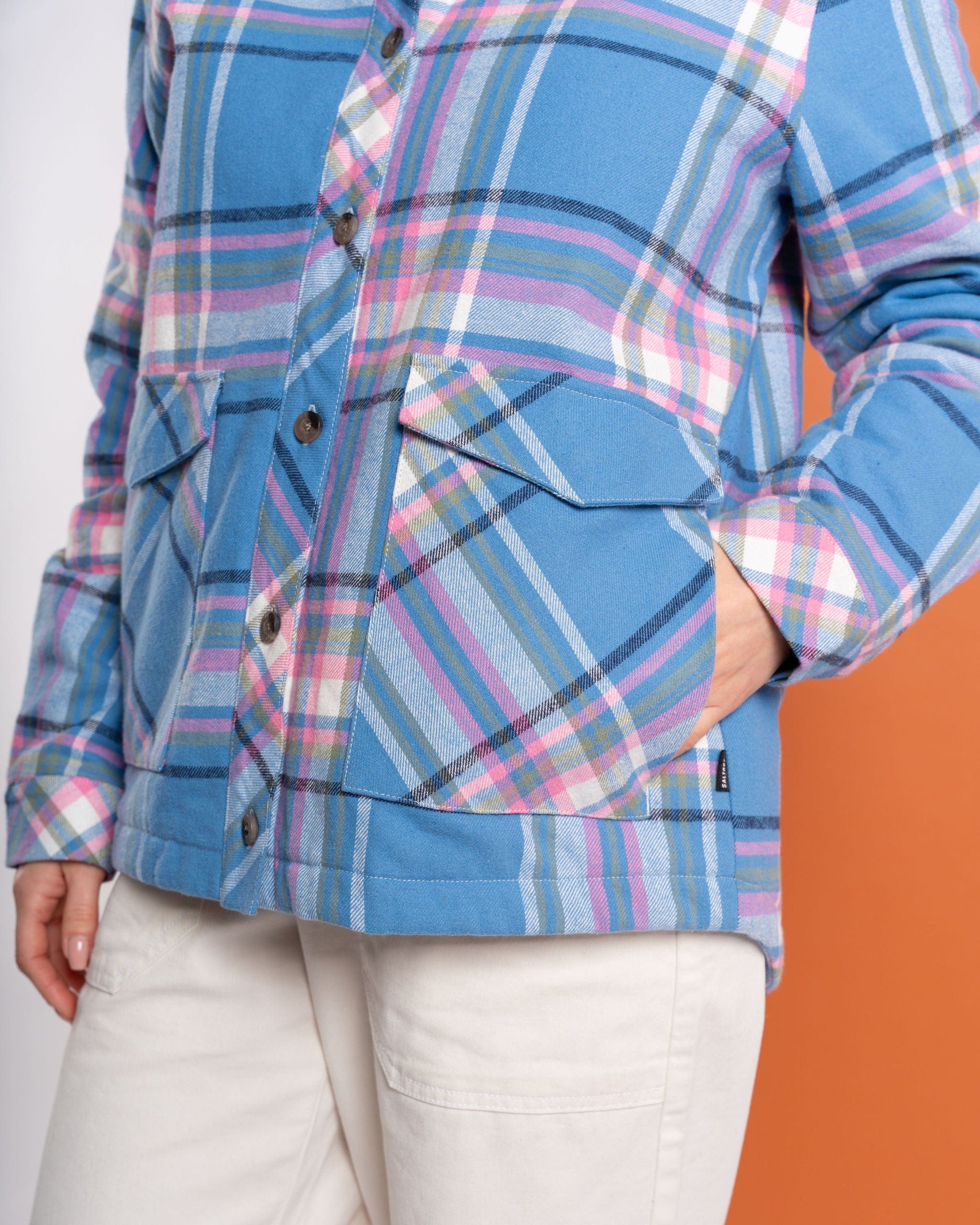 Myla Womens Hooded Shacket in Blue - Image 10
