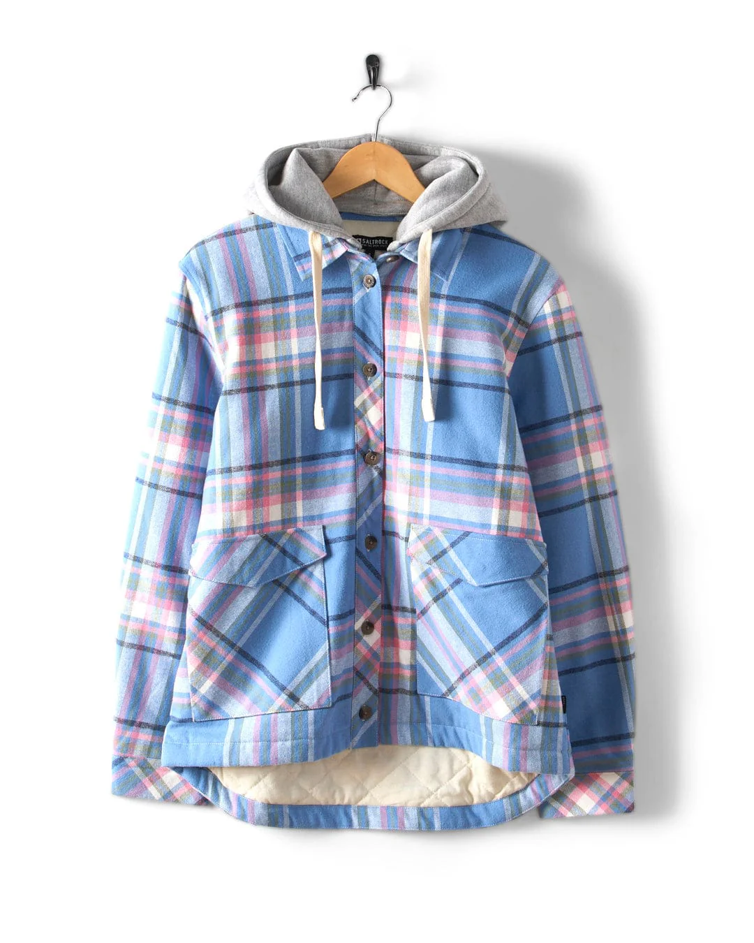 Myla Womens Hooded Shacket in Blue - Image 2