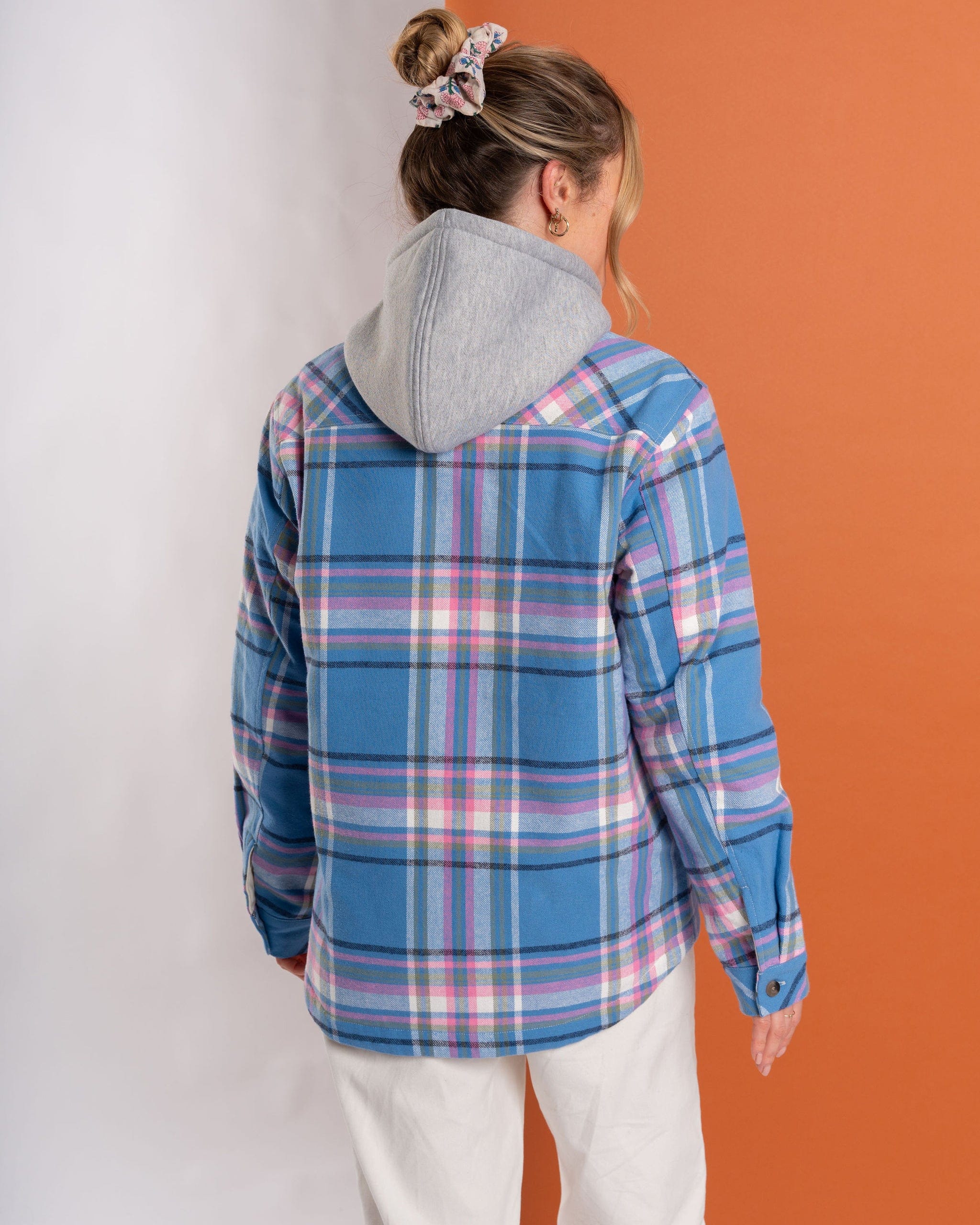 Myla Womens Hooded Shacket in Blue - Image 3