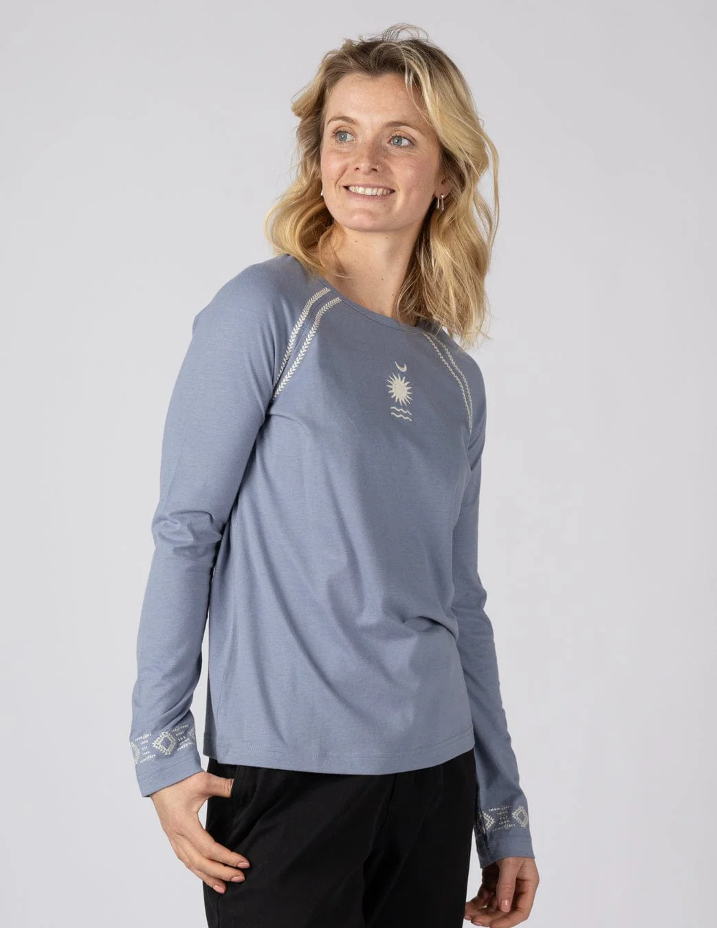 Nessa Womens Long Sleeve T-Shirt in Blue - Image 3