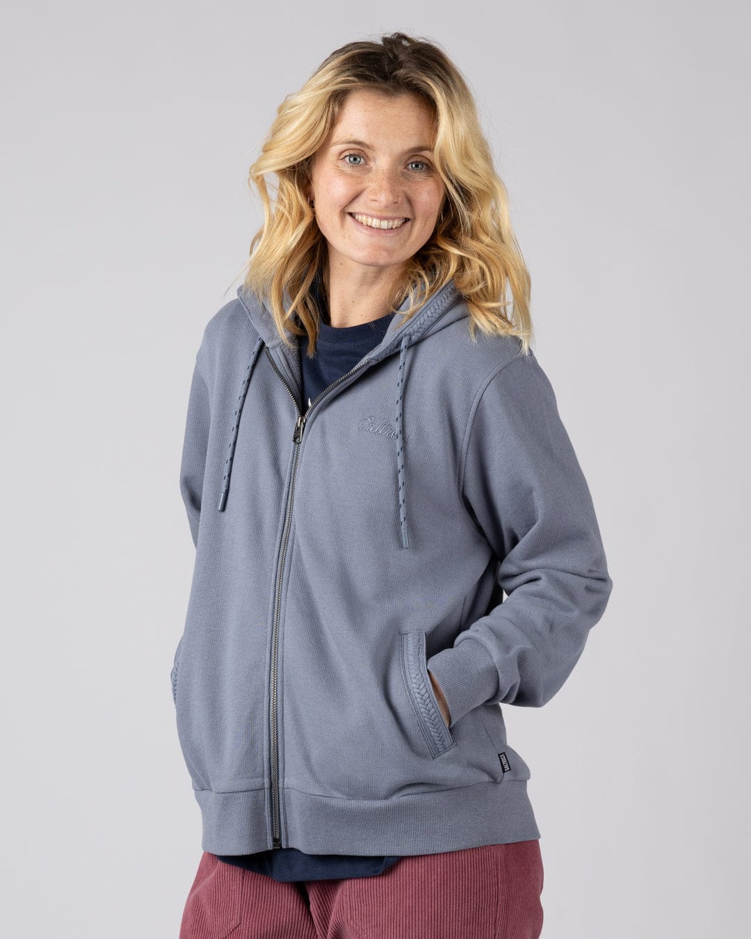 Nikka Womens Zip Hoodie in Blue