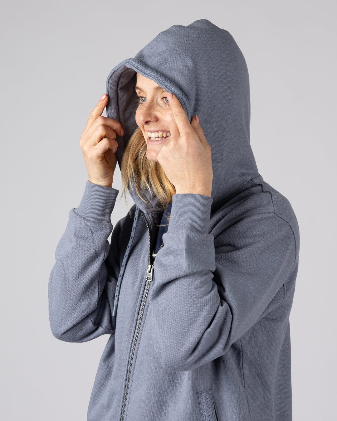 Nikka Womens Zip Hoodie in Blue - Image 5
