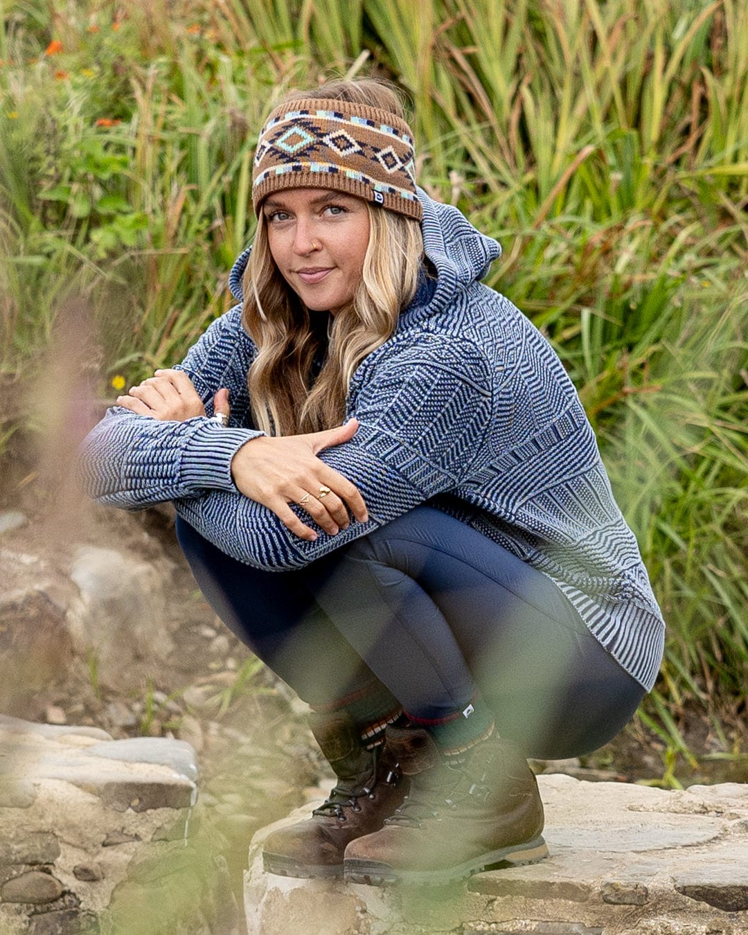 Noa Womens Hooded Jumper in Blue