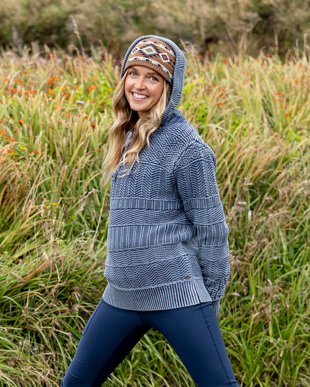 Noa Womens Hooded Jumper in Blue - Image 4