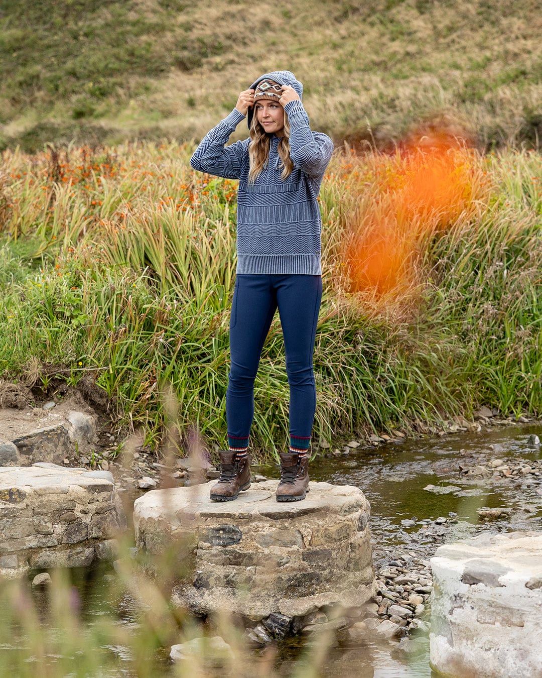 Noa Womens Hooded Jumper in Blue - Image 7