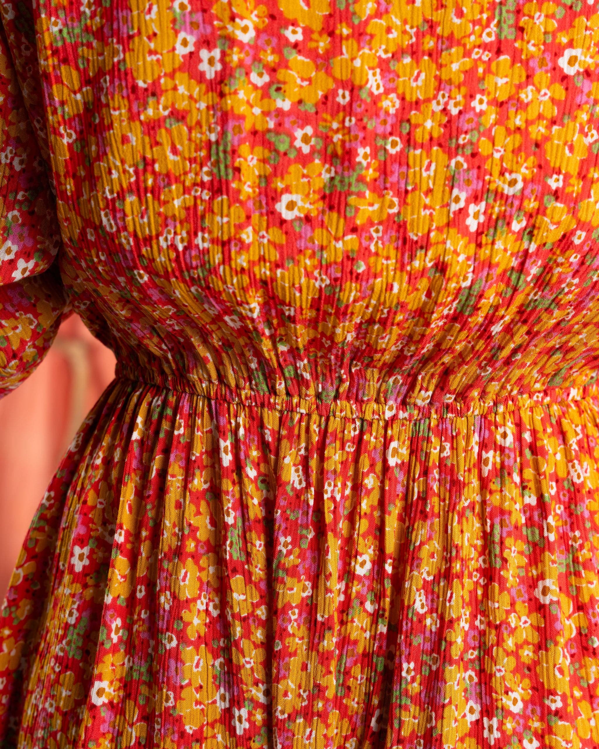 Nova Womens Floral Midi Dress in Coral - Image 7