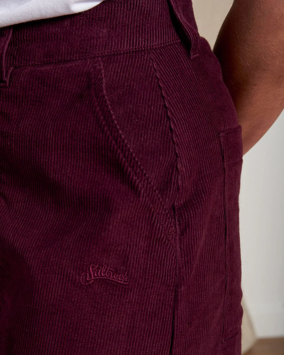 Ogden Cord Womens Straight Leg Cord Trousers in Burgundy - Image 10
