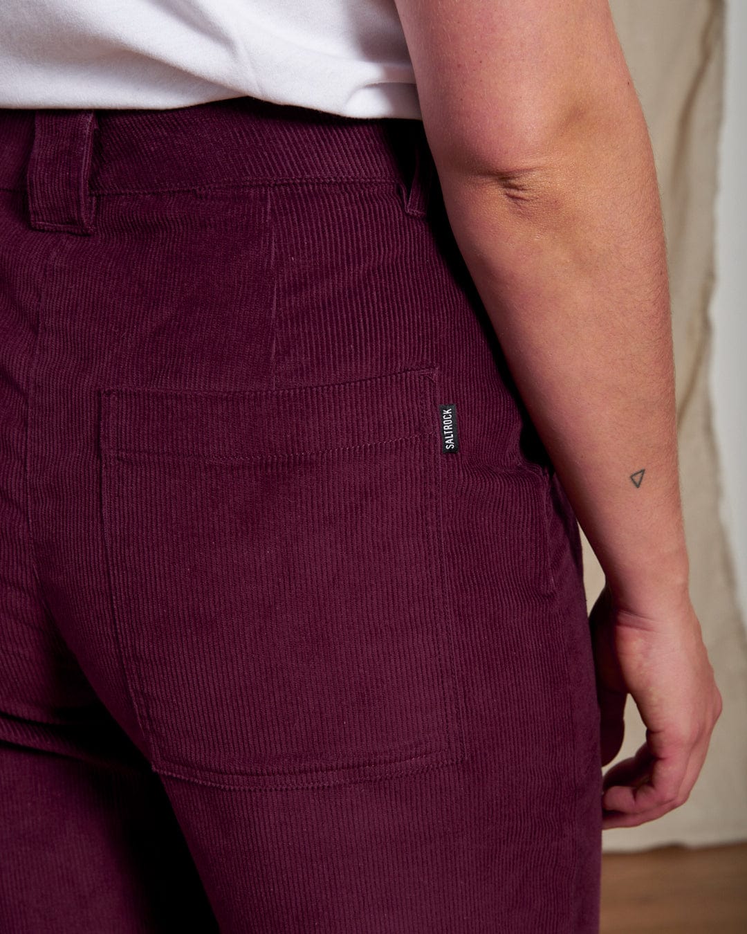 Ogden Cord Womens Straight Leg Cord Trousers in Burgundy - Image 4