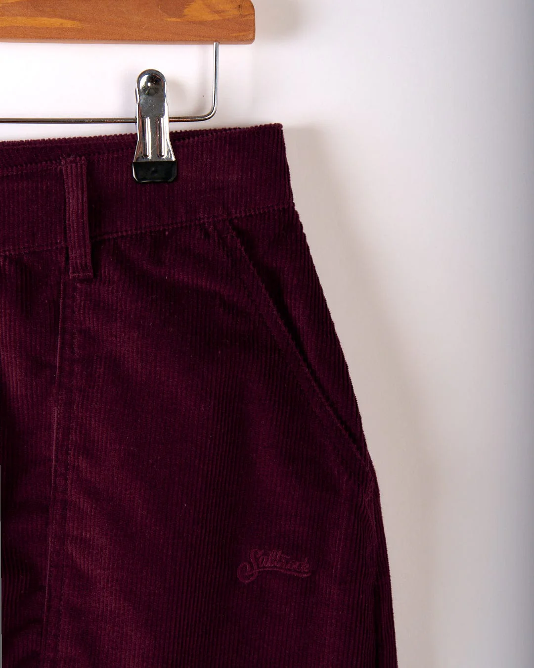 Ogden Cord Womens Straight Leg Cord Trousers in Burgundy - Image 7