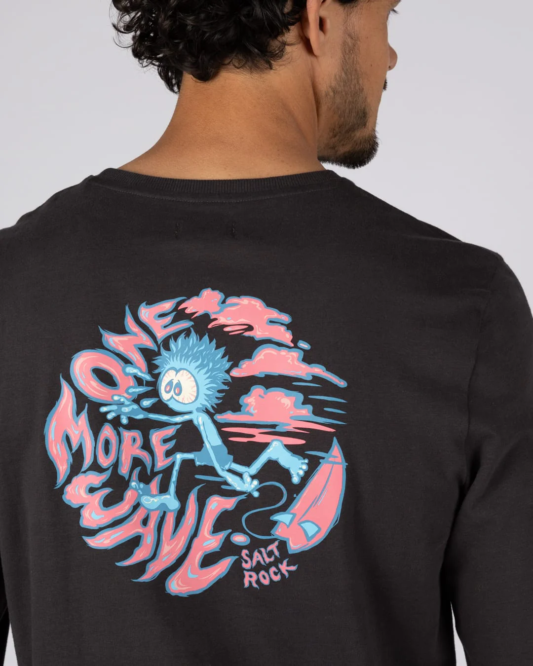 One More Wave Mens Long Sleeve T-Shirt in Dark Grey - Image 3