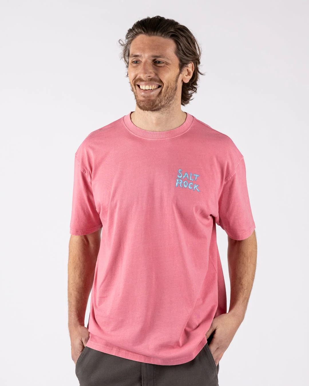 One More Wave Mens Short Sleeve T-Shirt in Pink - Image 2