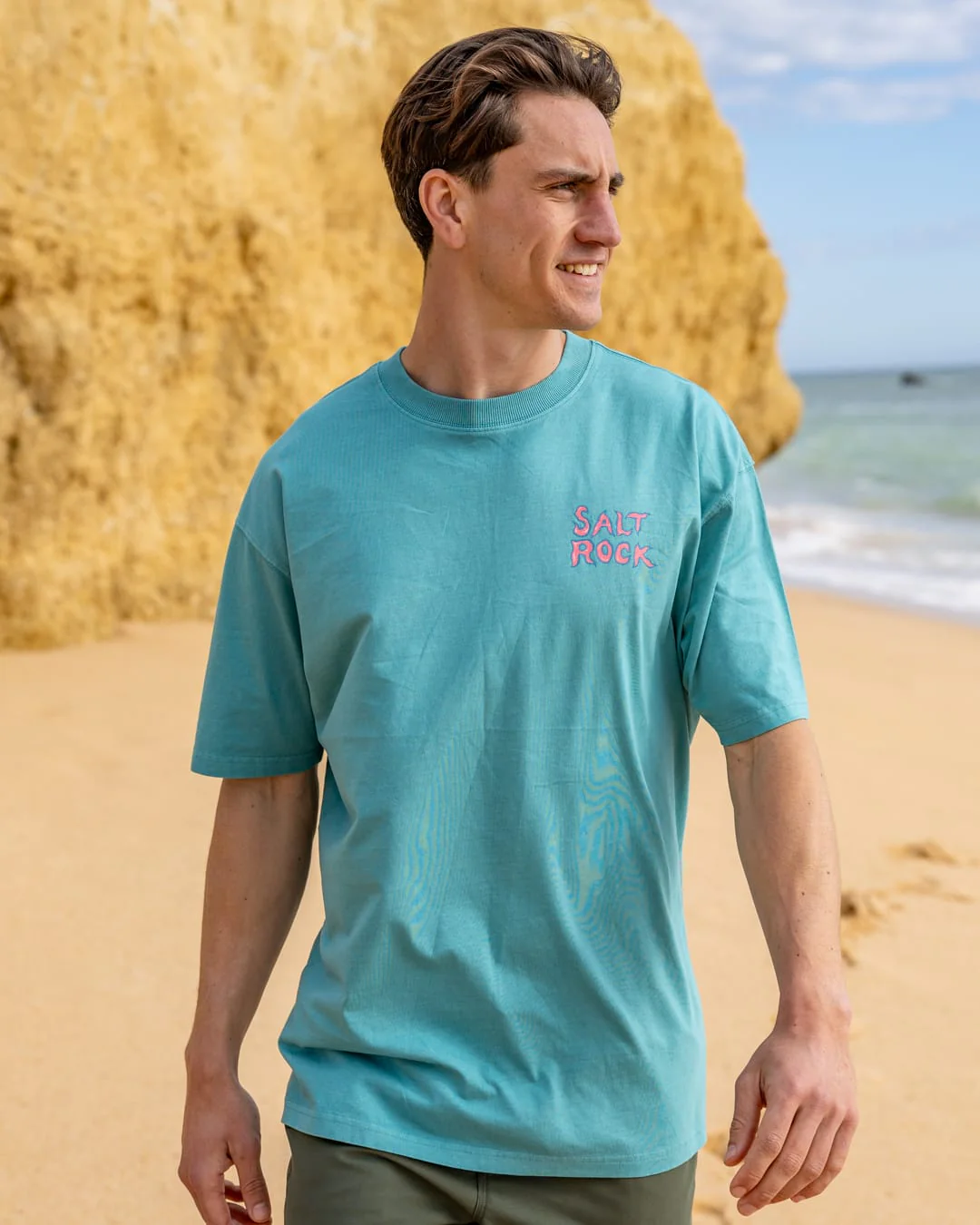 One More Wave Mens Oversized Short Sleeve T-Shirt in Blue - Image 2