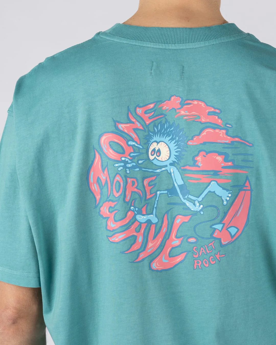 One More Wave Mens Oversized Short Sleeve T-Shirt in Blue - Image 3