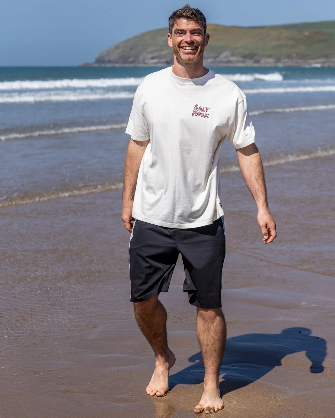 One More Wave Mens Oversized Short Sleeve T-Shirt in Cream - Image 4