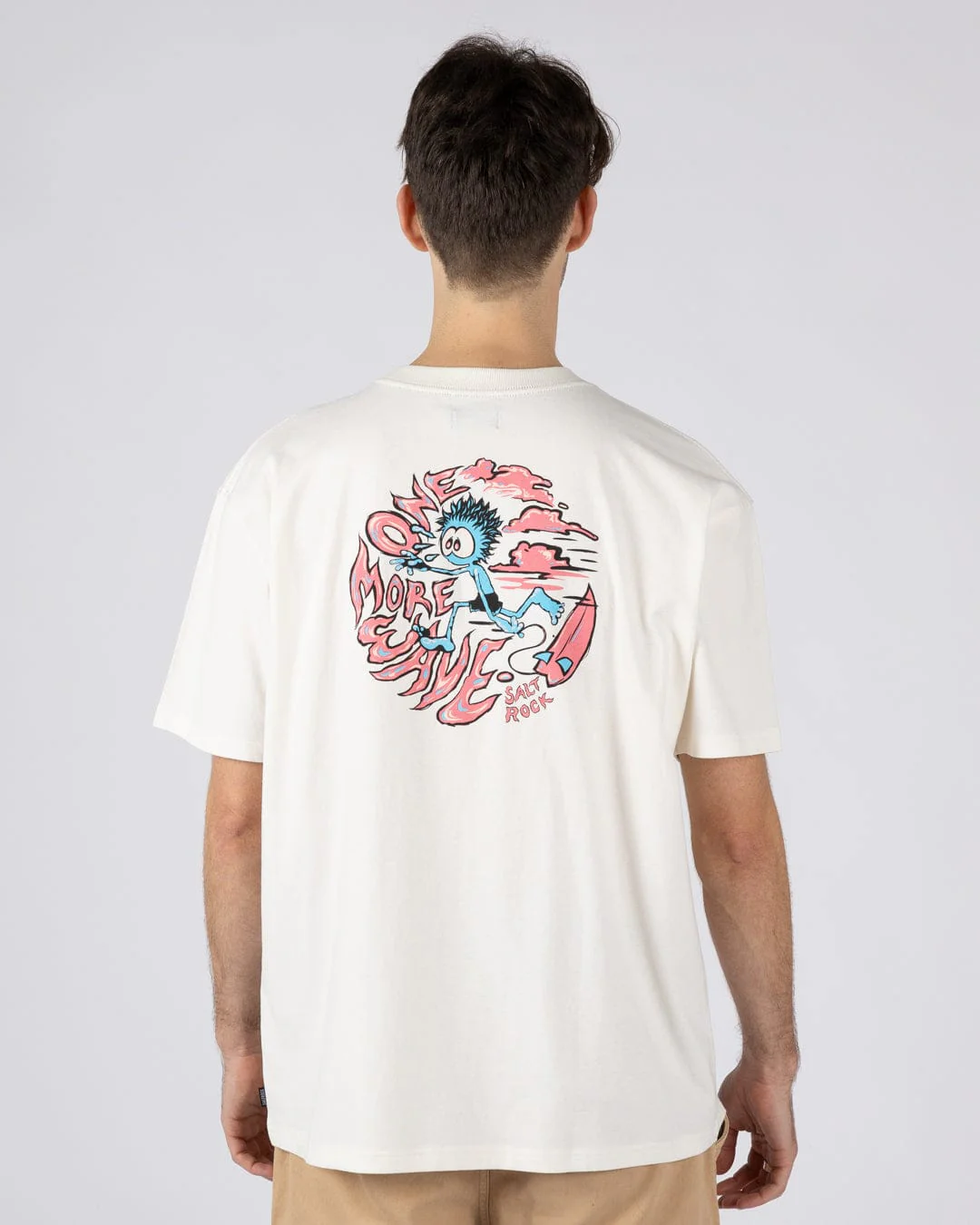 One More Wave Mens Oversized Short Sleeve T-Shirt in Cream - Image 5