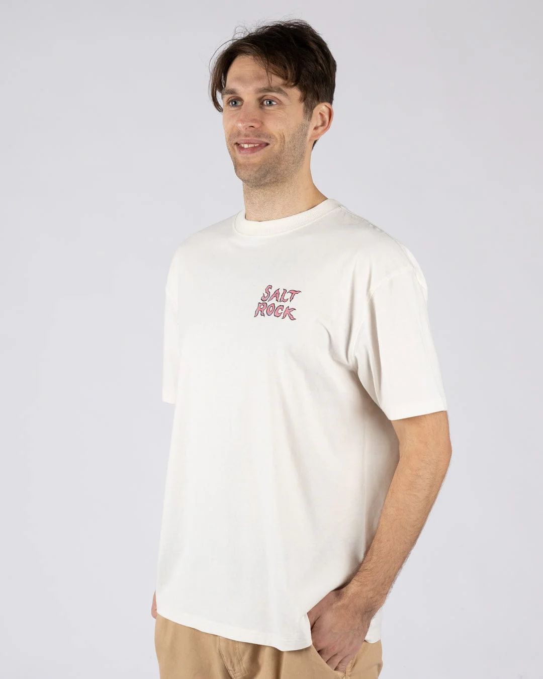 One More Wave Mens Oversized Short Sleeve T-Shirt in Cream - Image 6