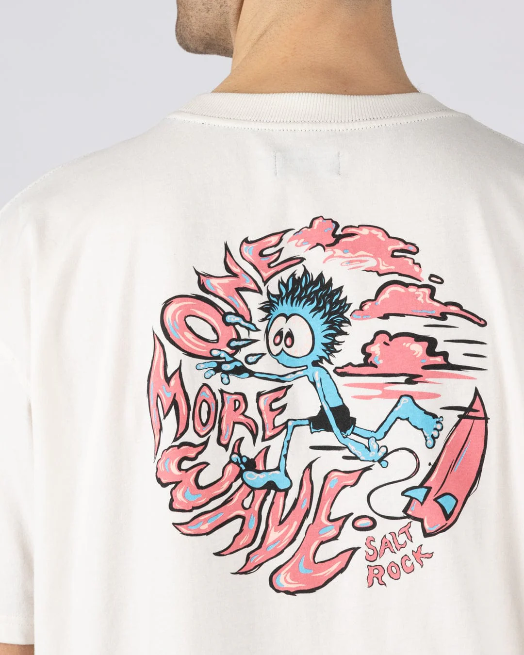 One More Wave Mens Oversized Short Sleeve T-Shirt in Cream - Image 7