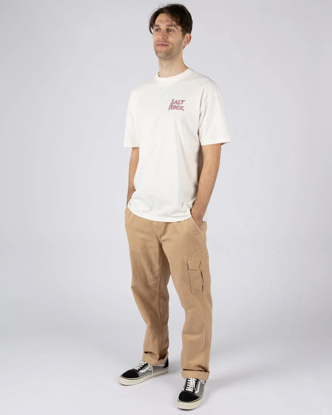 One More Wave Mens Oversized Short Sleeve T-Shirt in Cream - Image 8