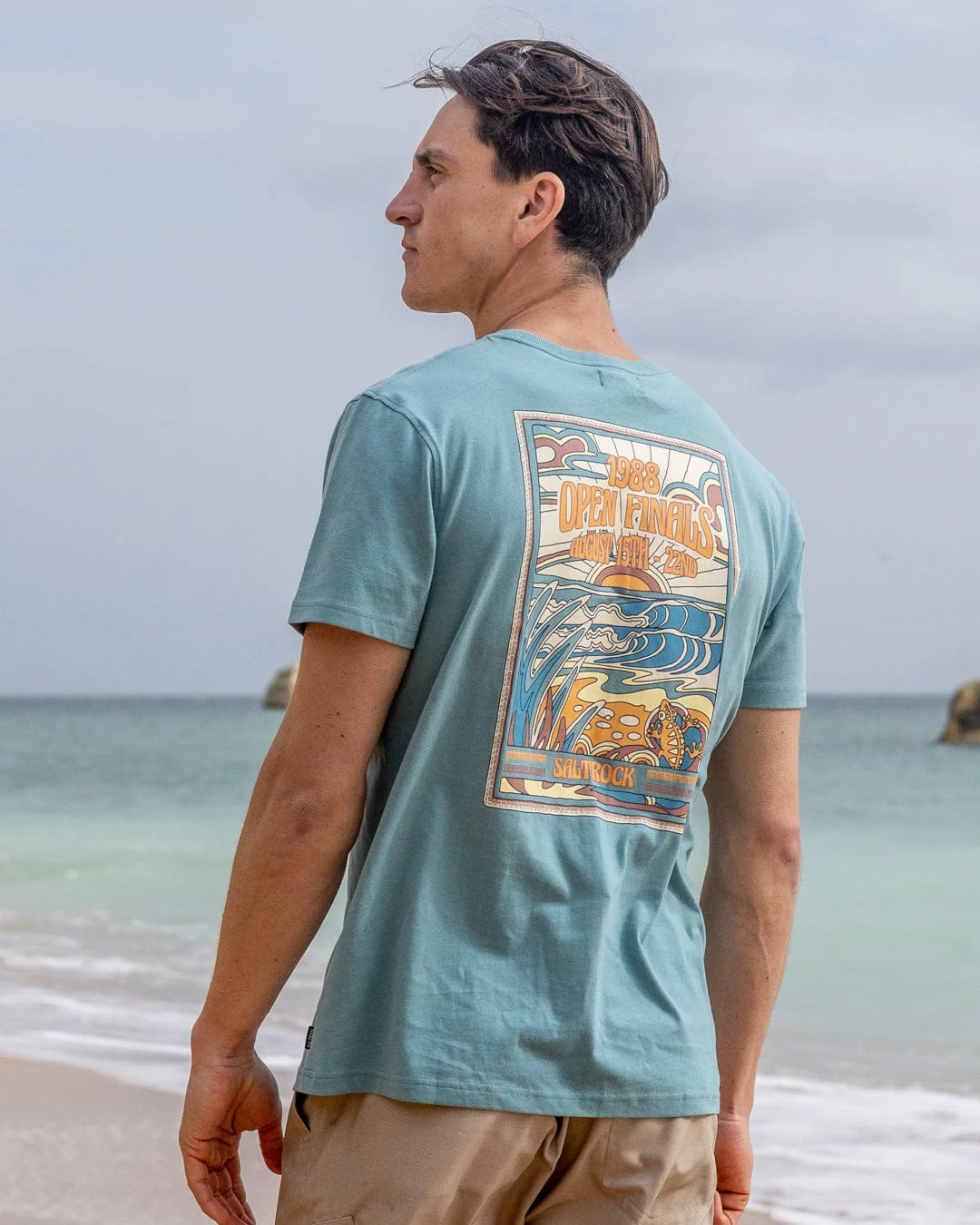Open Finals Mens Short Sleeve T-Shirt in Blue - Image 8