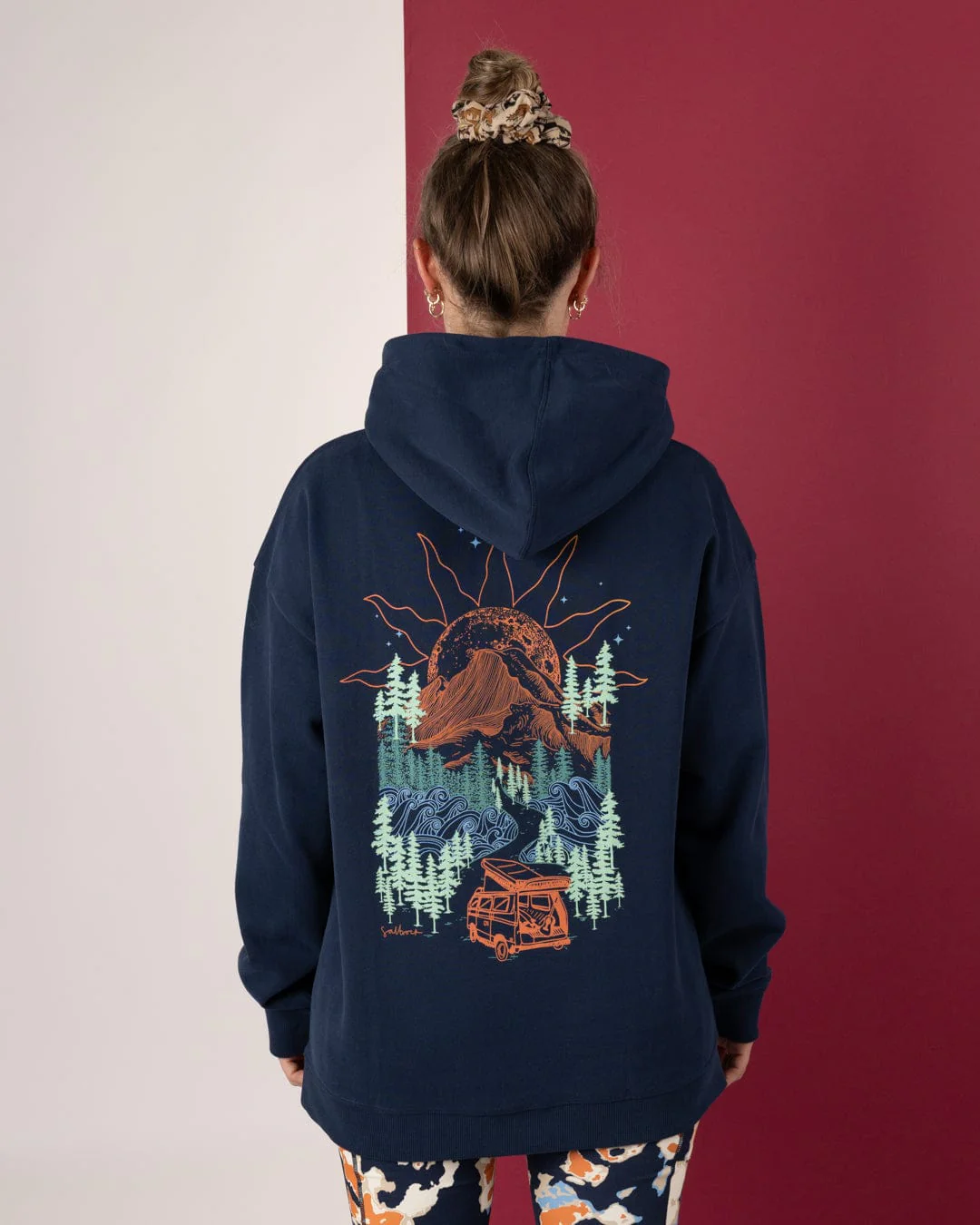 Open Road Womens Pop Hoodie in Blue - Image 3