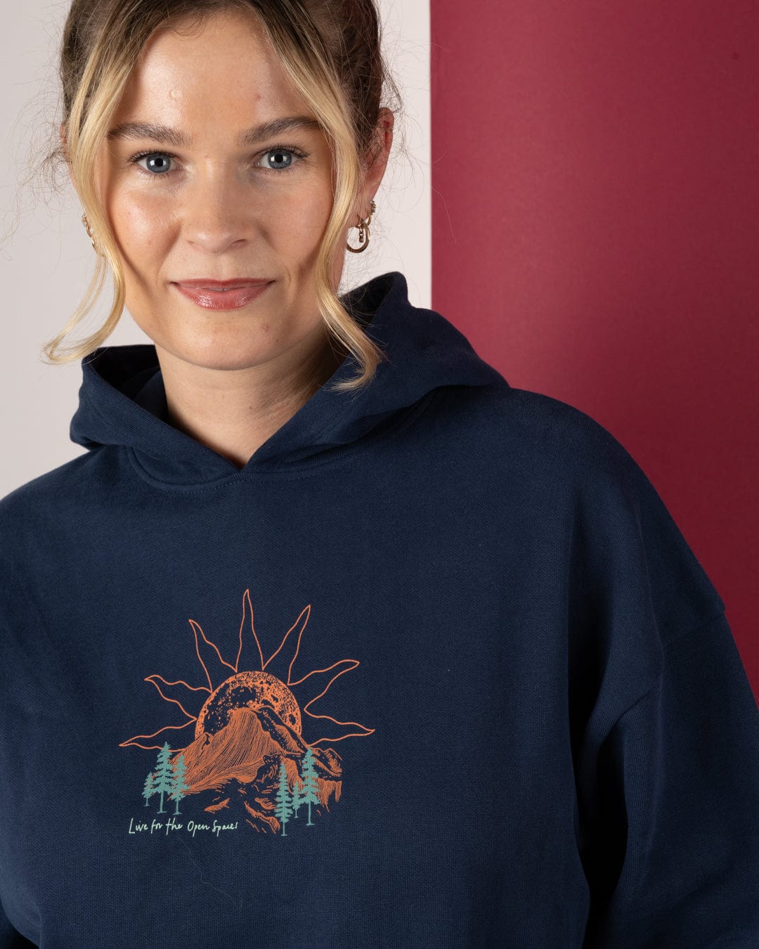 Open Road Womens Pop Hoodie in Blue - Image 4