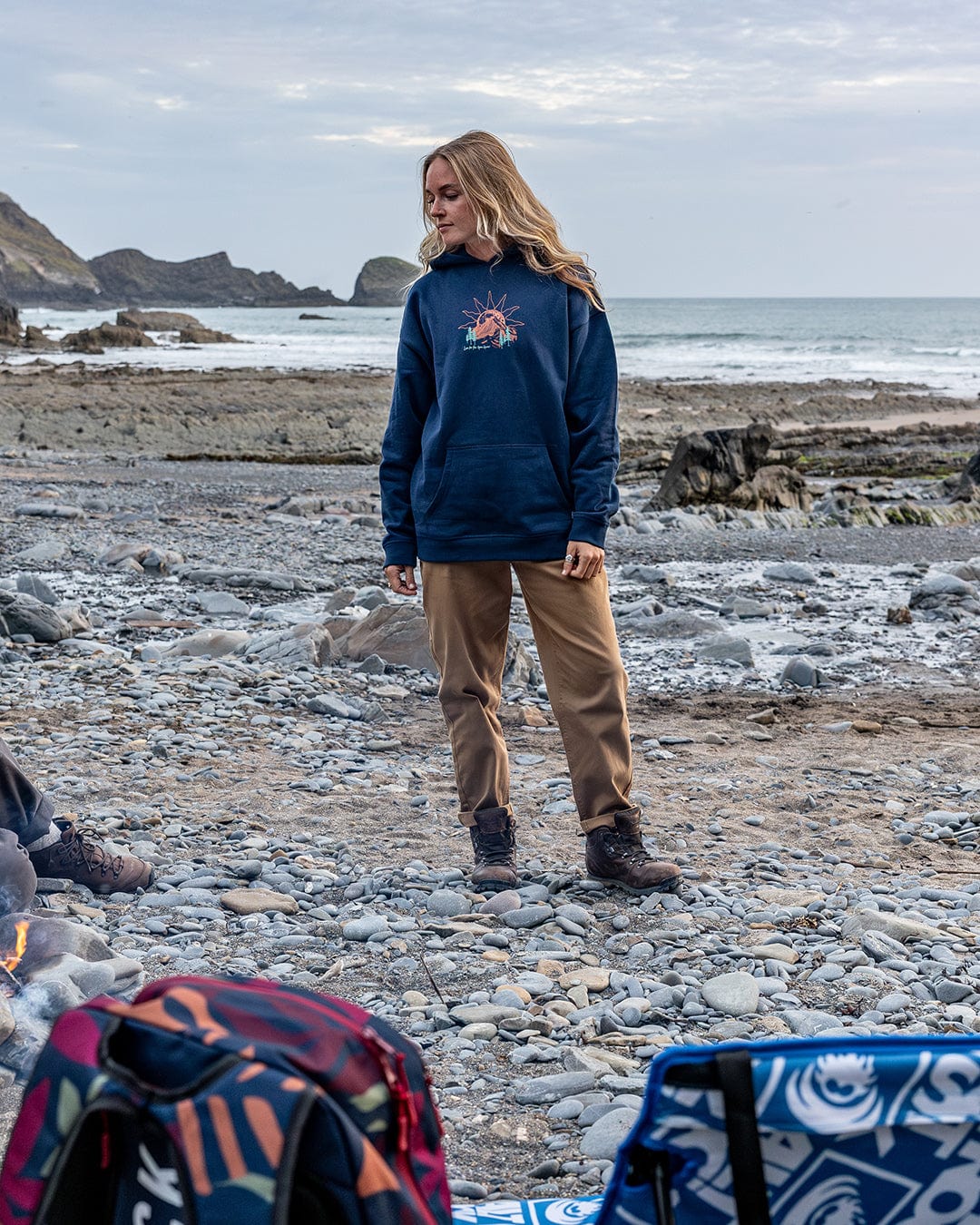 Open Road Womens Pop Hoodie in Blue - Image 8