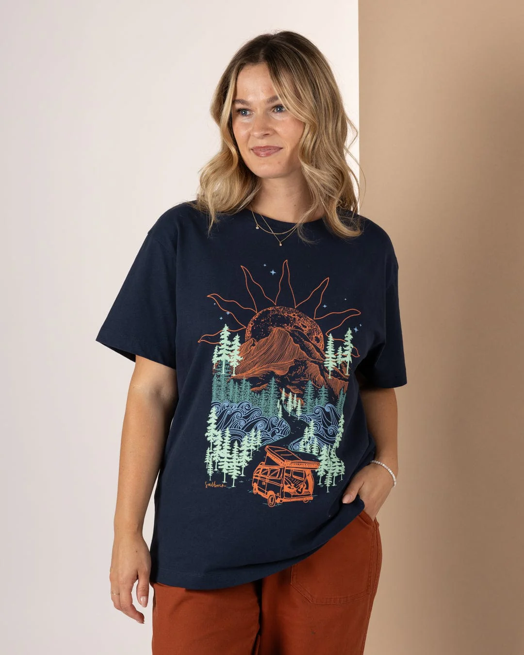 Open Road Womens Oversized Short Sleeve T-Shirt in Blue - Image 2