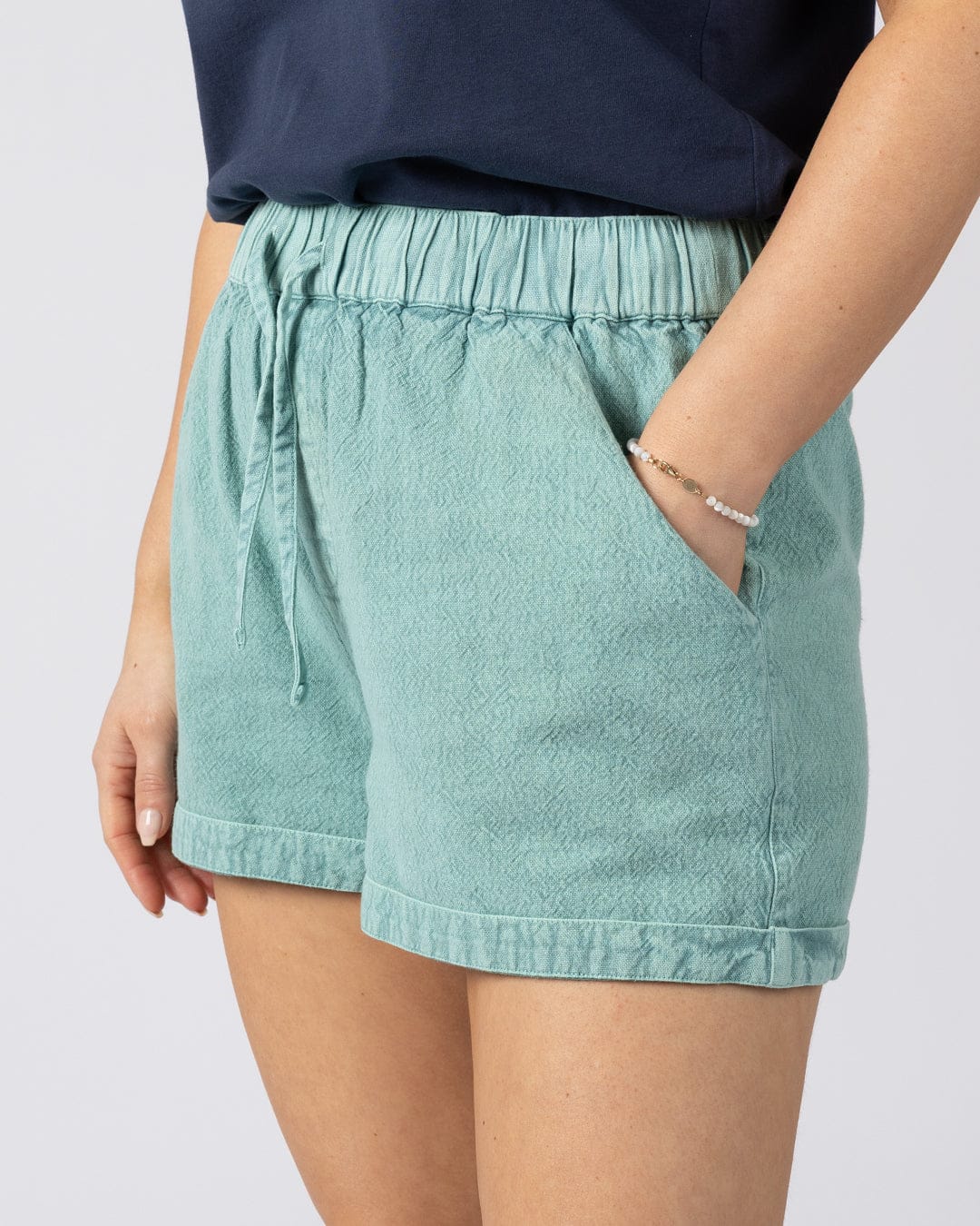 Opie Womens Woven Short in Blue - Image 4