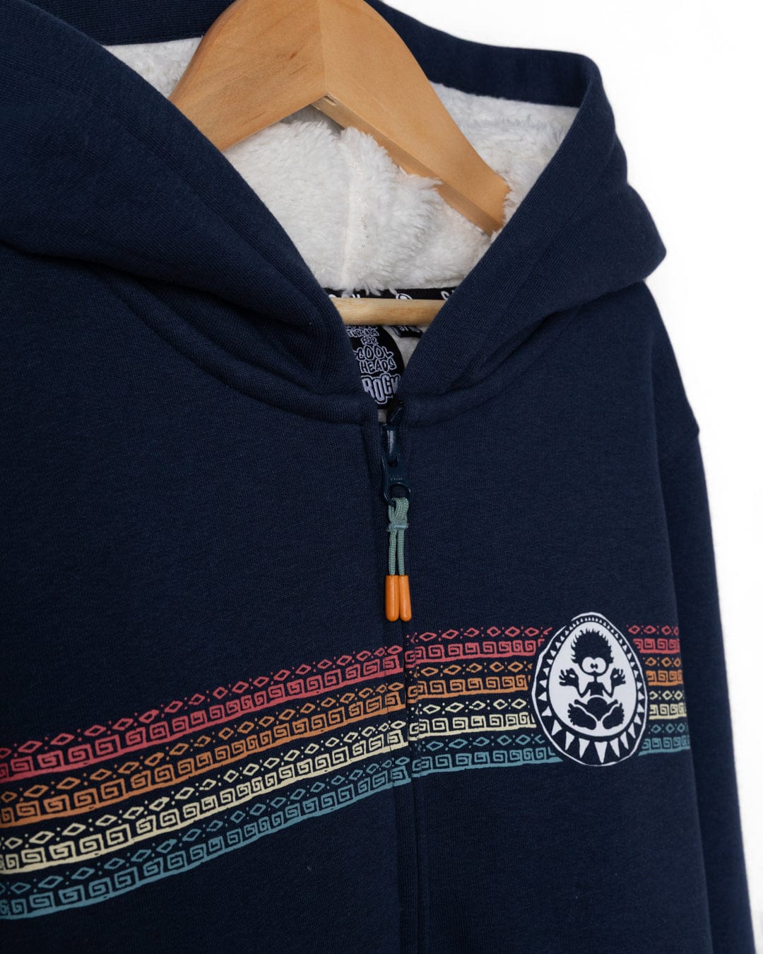 Origin Stripe Kids Borg Lined Hood in Blue - Image 4