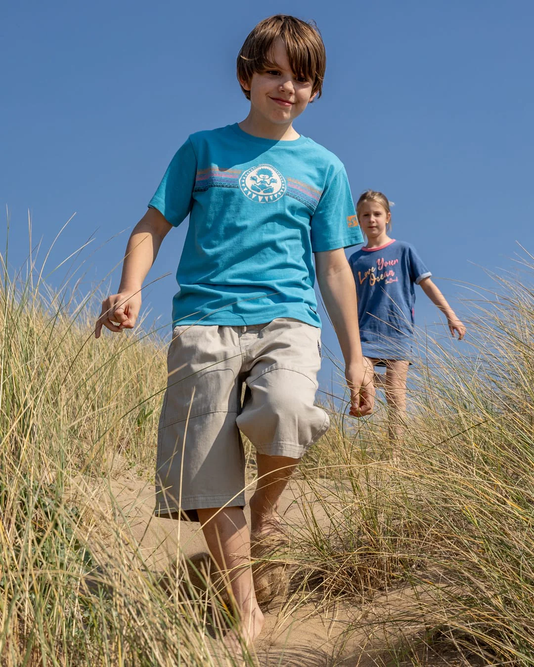 Origin Stripe Kids Short Sleeve T-Shirt in Bright Blue - Image 5