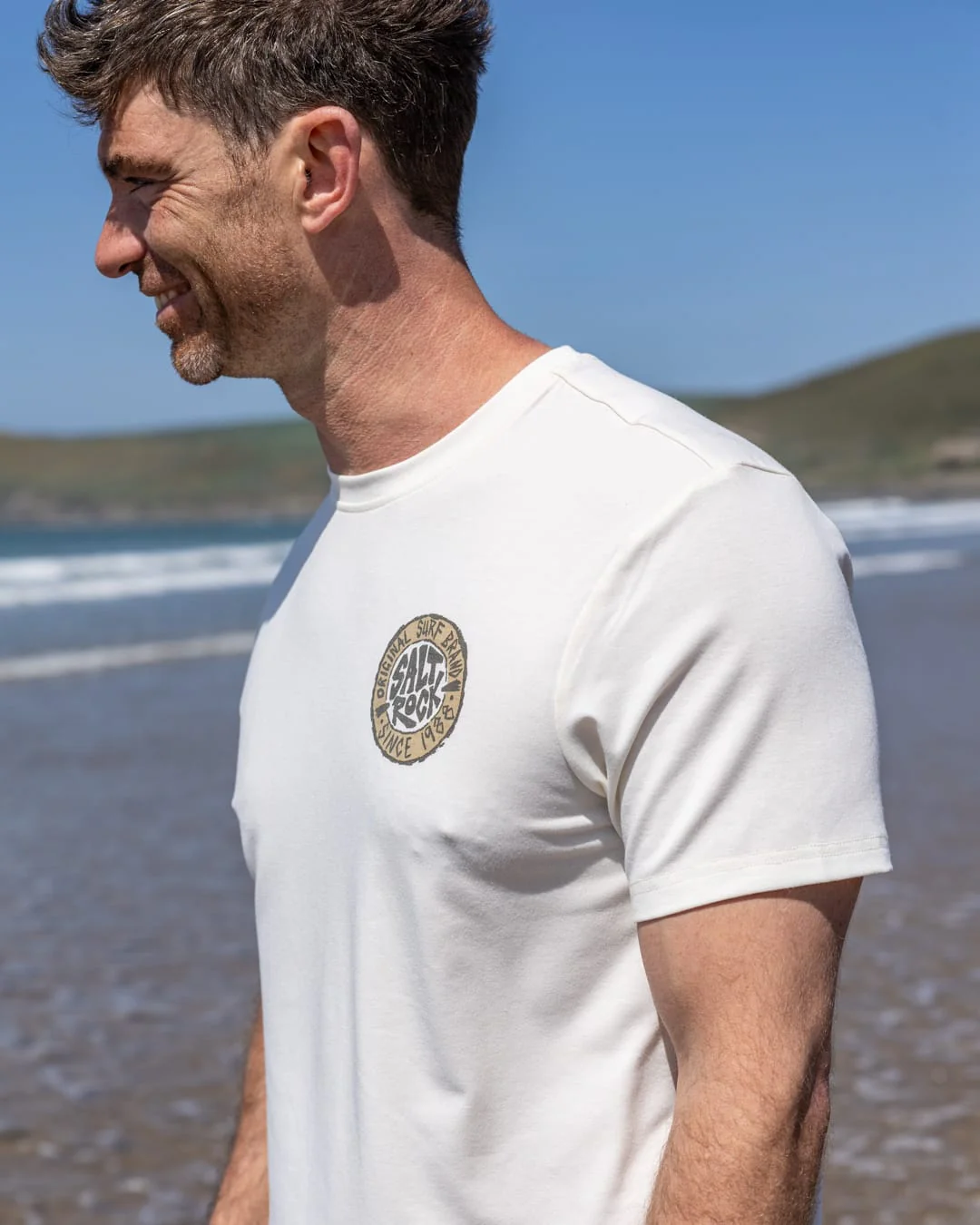 Original SR Hybrid Mens Short Sleeve T-Shirt in Cream - Image 4