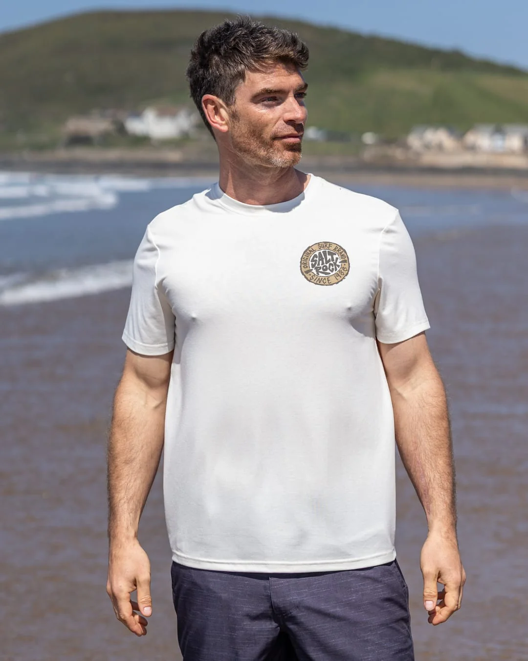 Original SR Hybrid Mens Short Sleeve T-Shirt in Cream - Image 7