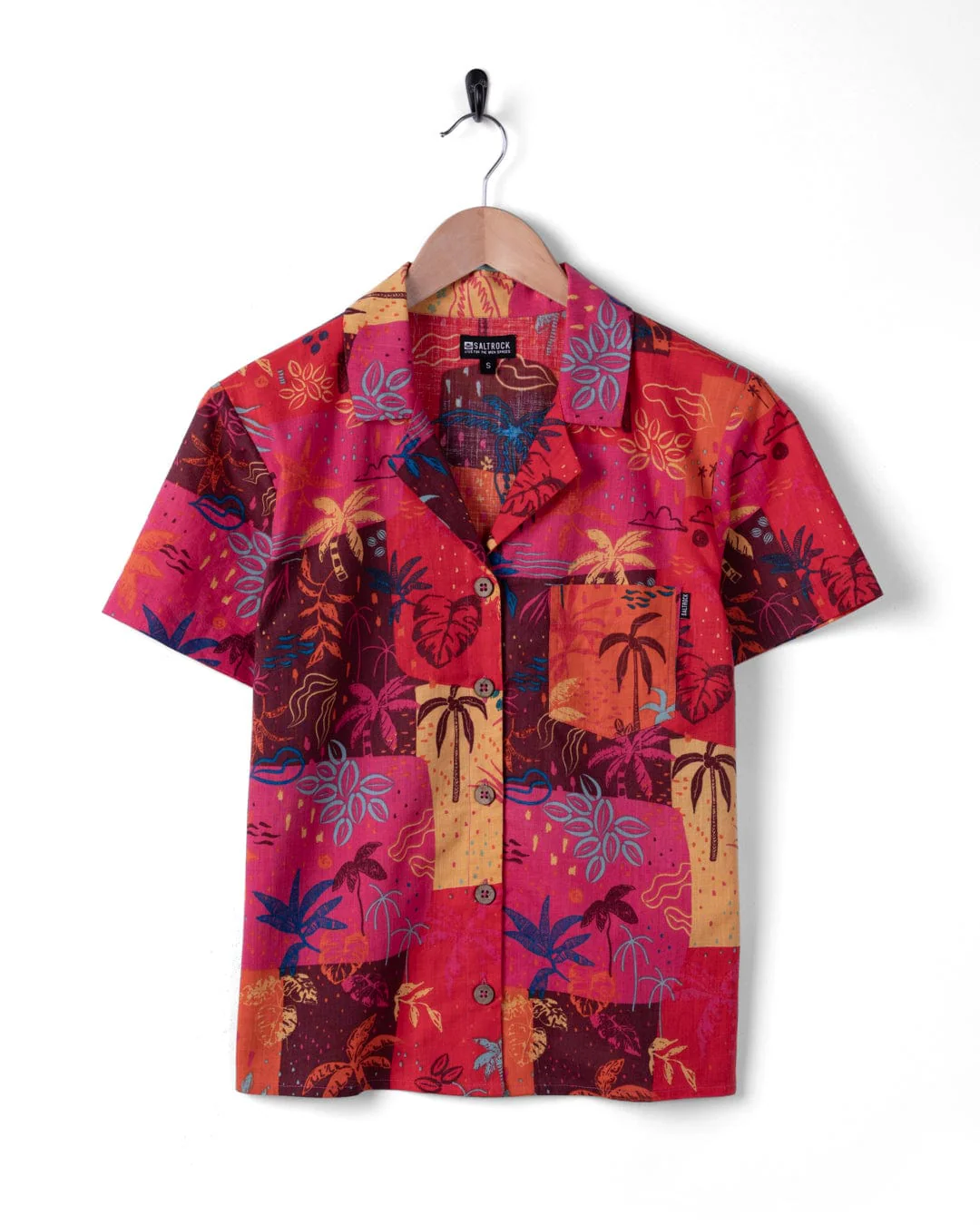 Palm Block Womens Short Sleeve Shirt in Multi - Image 2