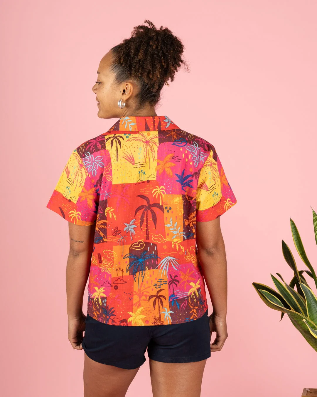Palm Block Womens Short Sleeve Shirt in Multi - Image 6
