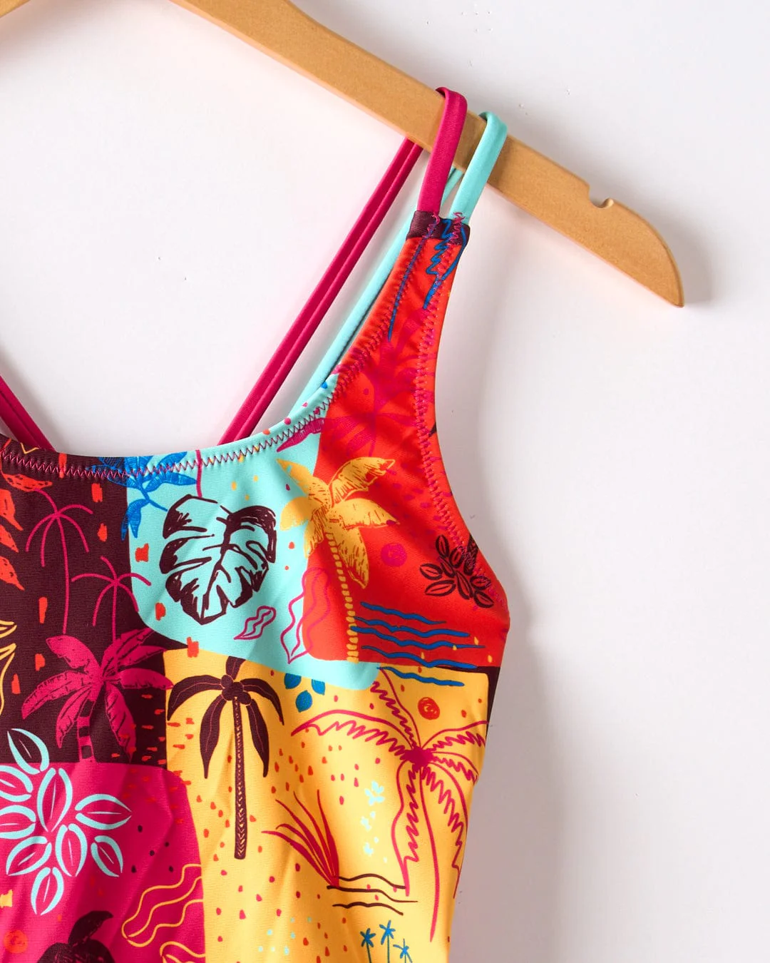 Palm Block Kids Recycled UPF Swimsuit in Multi - Image 4
