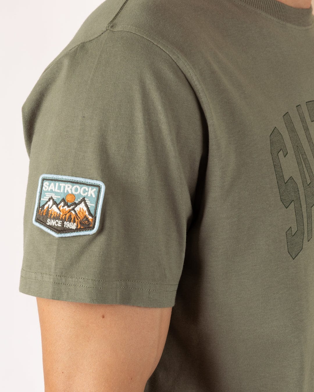 Patch Mens Short Sleeve T-Shirt in Green - Image 2