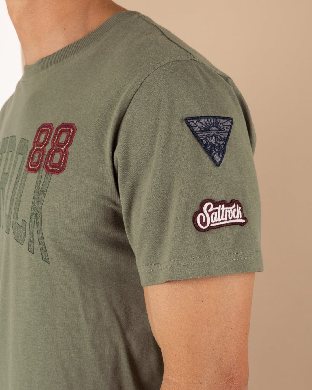 Patch Mens Short Sleeve T-Shirt in Green - Image 3