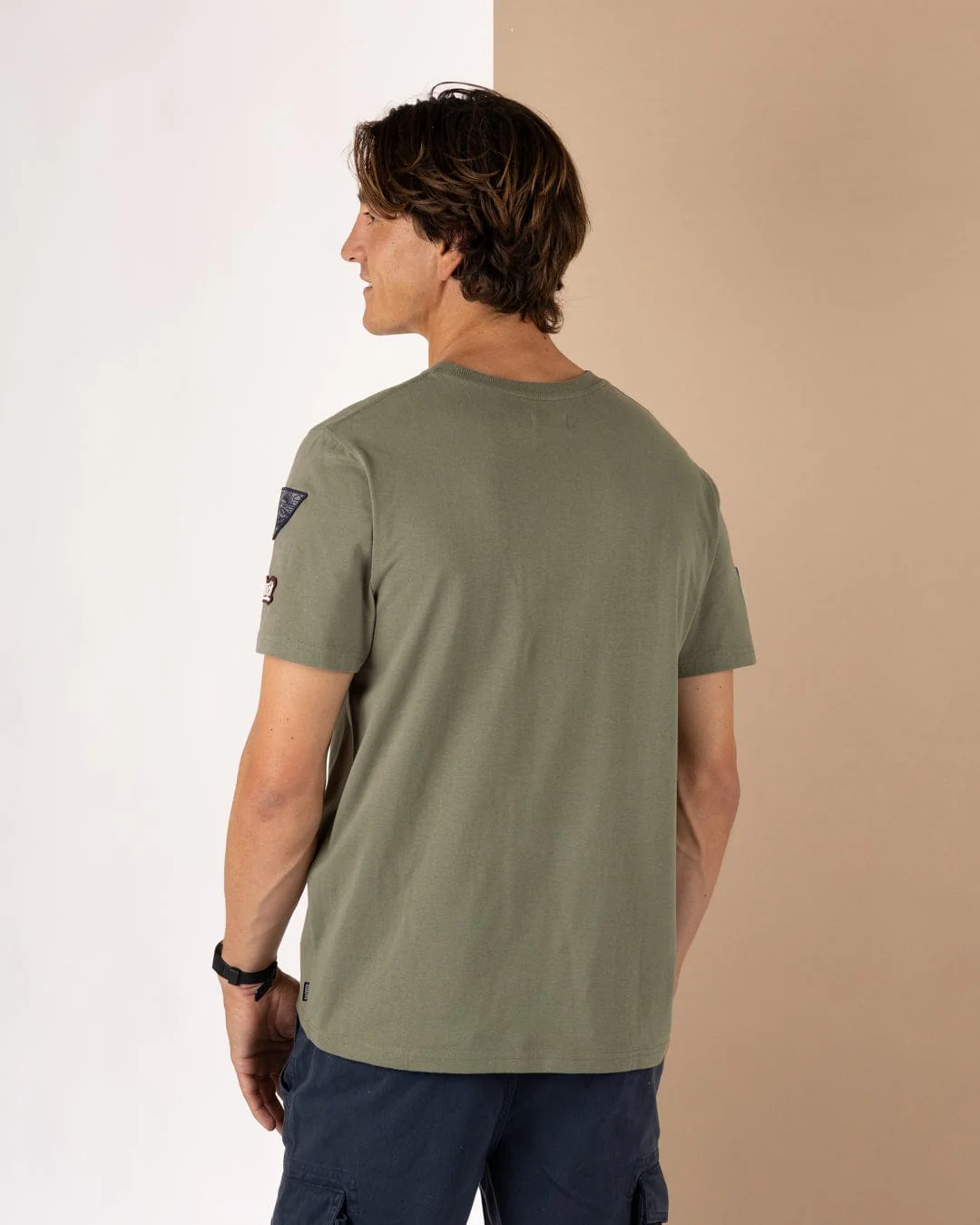 Patch Mens Short Sleeve T-Shirt in Green - Image 4