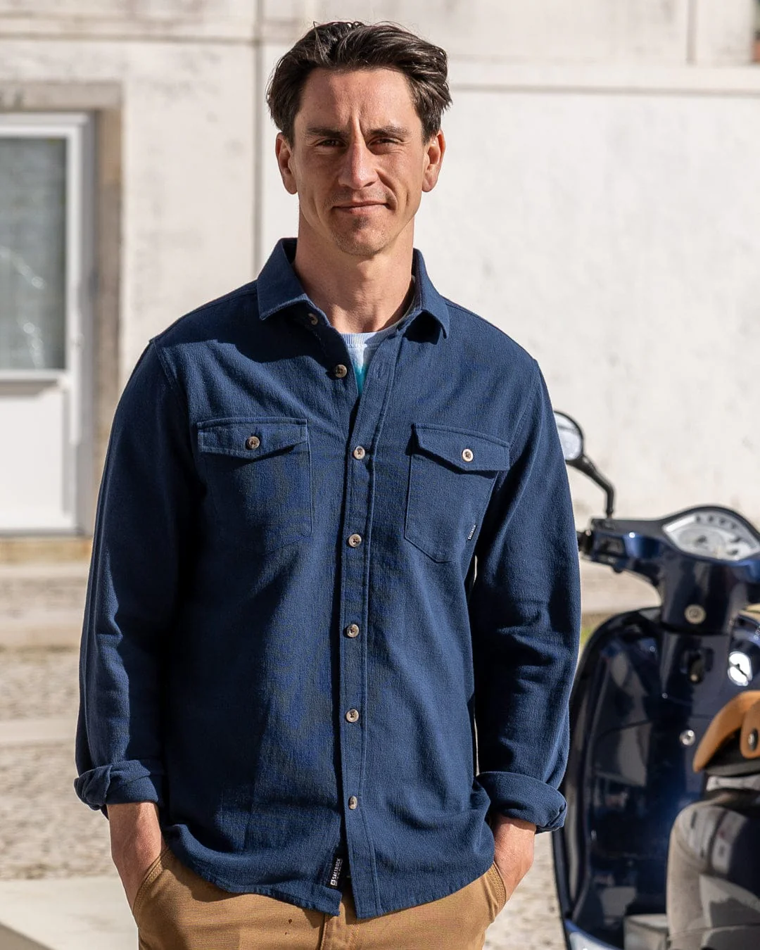 Penare 2 Mens Long Sleeve Shirt in Blue