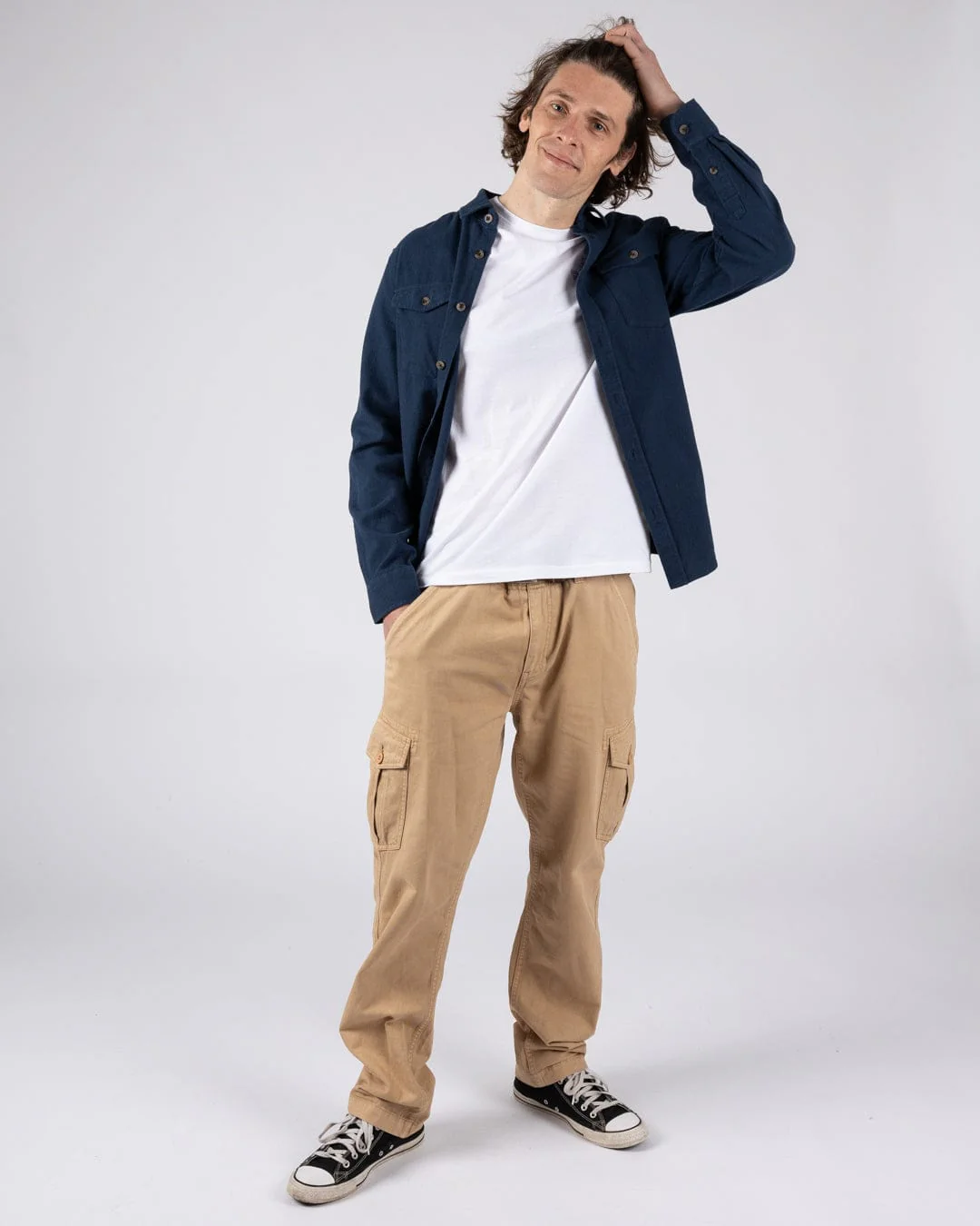 Penare 2 Mens Long Sleeve Shirt in Blue - Image 6