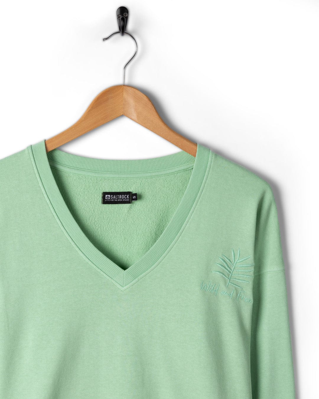 Penny Womens V-Neck Sweatshirt in Light Green - Image 4