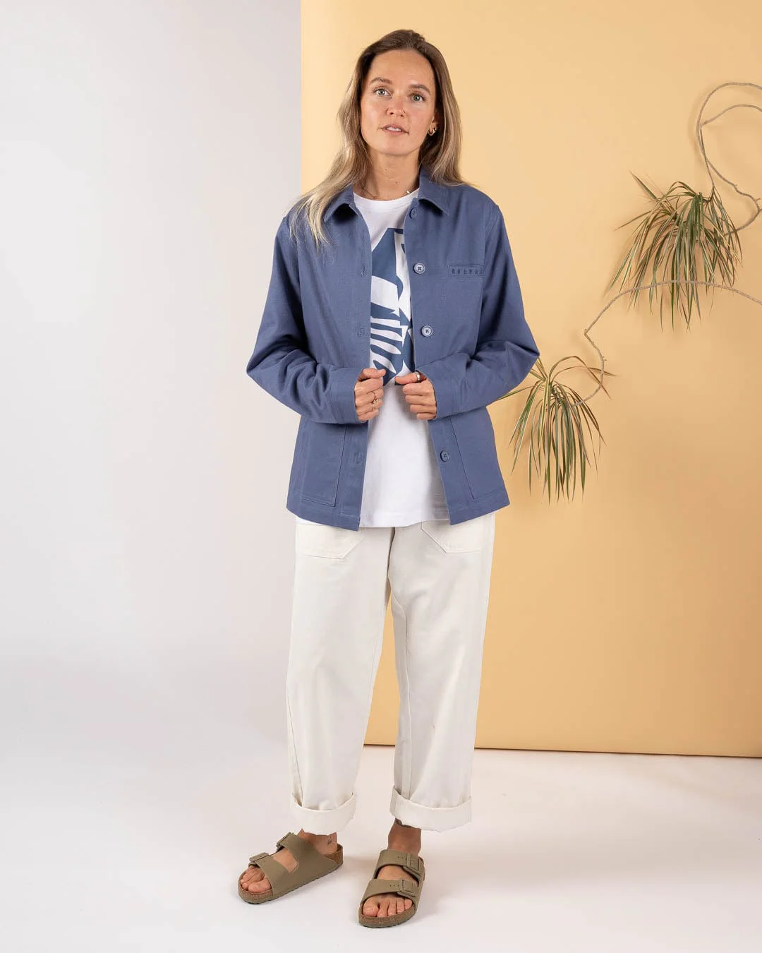 Peta Womens Lightweight Canvas Shacket in Blue - Image 12