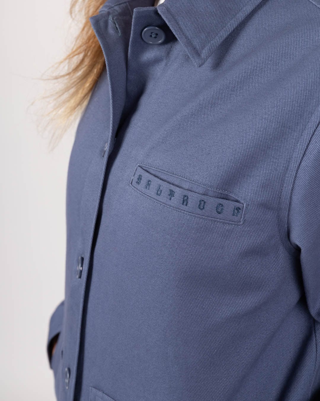 Peta Womens Lightweight Canvas Shacket in Blue - Image 13