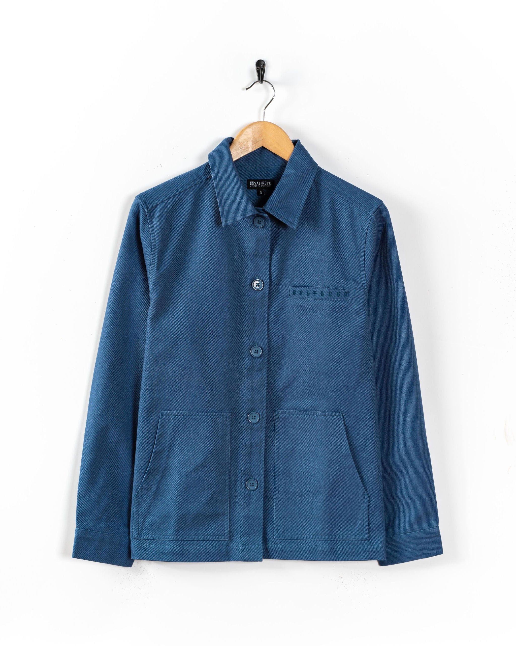 Peta Womens Lightweight Canvas Shacket in Blue - Image 7