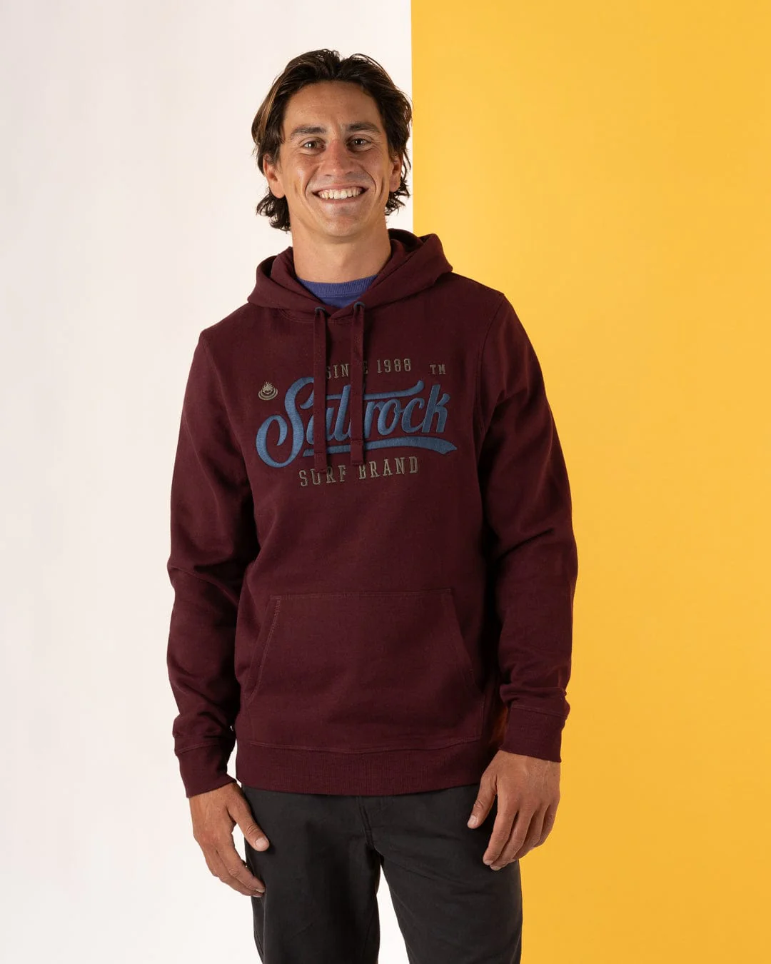 Pitcher Embroidery Mens Pop Hoodie in Purple